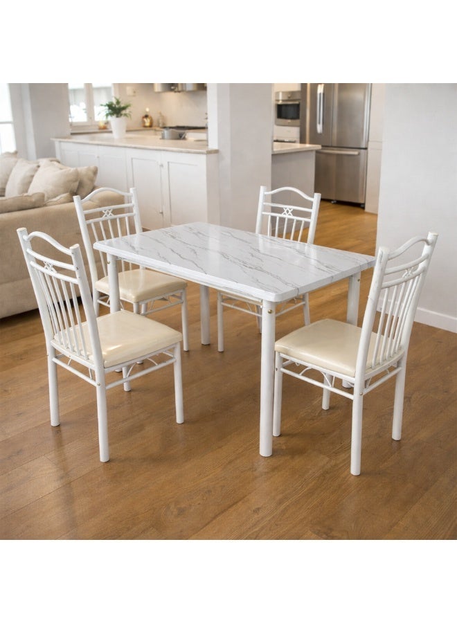 Living 5-Piece Dining Set,Modern Rectangular Dining Table with 4 Elegant Chairs 120*75*75 CM - Image 1