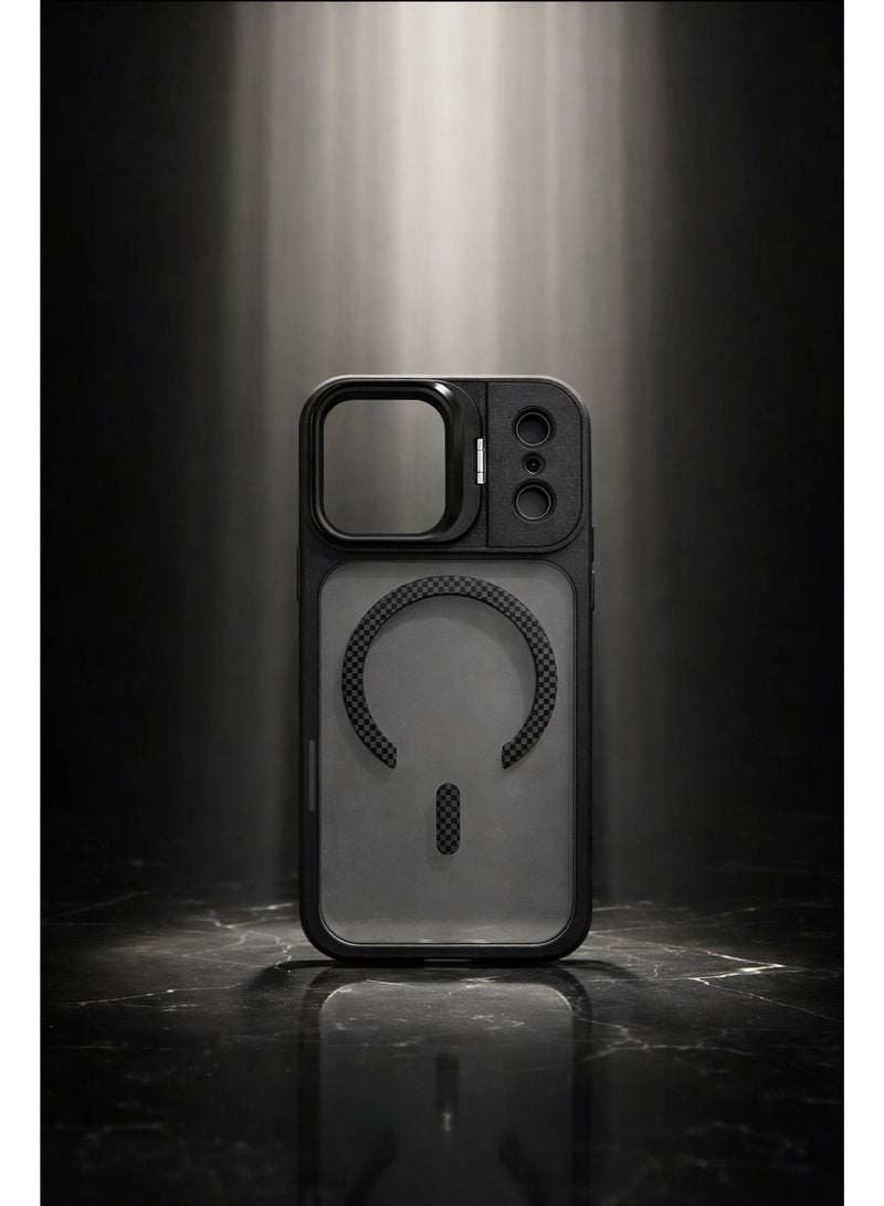 في آر كرييتيف غطاء حماية متين من MagSafe لهاتف آيفون 17 برو من آبل مع غطاء كاميرا منزلق، تصميم مقاوم للصدمات، متوافق مع الشحن اللاسلكي – أسود - Image 5