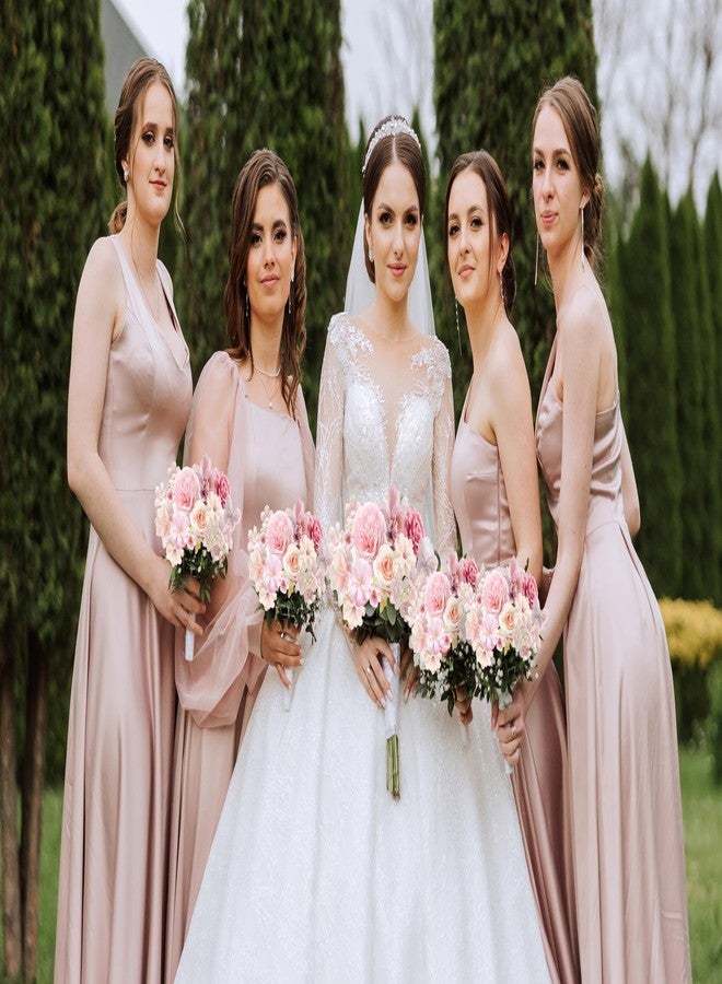 Koroni Flowers رؤوس زهور كوروني الحريرية الاصطناعية للأعمال اليدوية - ورود صناعية، وأقحوان، ورؤوس زهور صغيرة بالجملة لحفلات الزفاف، وقبعات التخرج، وتزيين الكيك، وديكورات حفلات الصيف (وردي 1) - Image 2