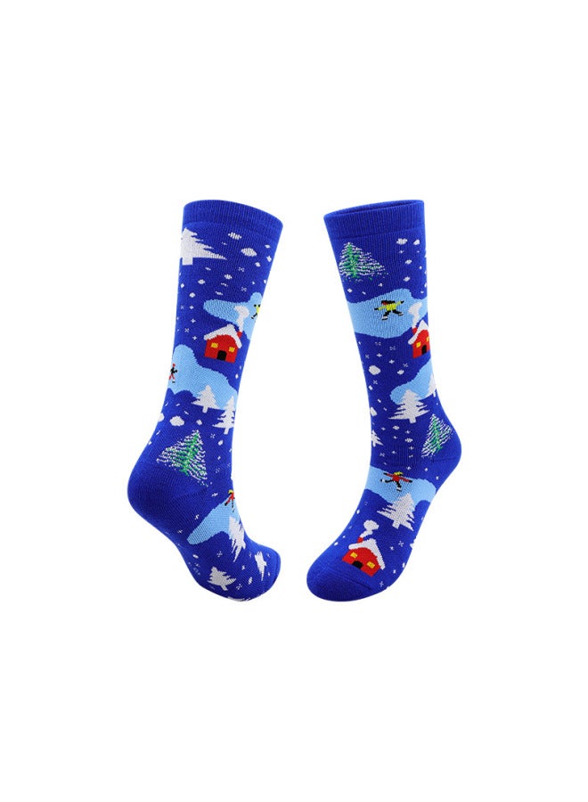 16 Color Blue/light Blue Winter Children's Ski Socks, Youth Long Thickened Warm Snow Socks, Professional Sports Snow Socks For Older Children
