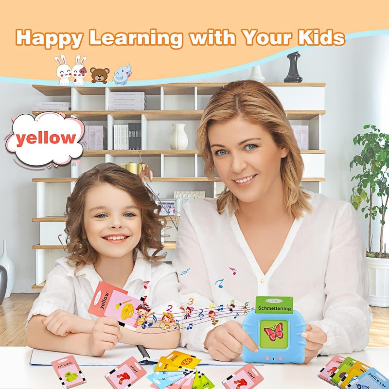 SURPN Talking Flash Cards Learning Toys for Toddlers 1-6 Year Old,British English, 224 Words, Audible Educational Toys, Preschool Learning Resource Electronic Interactive Toy Birthday Gifts for  Kids-Blue - Image 3