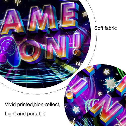 Newsely Neon Party Supplies Game On Backdrop 7Wx5H Photography Glow Gamer Gaming Game Night Controller Gamepad Graffiti Background for Kids Boys Playroom Party Decorations Banner Photo Props Birthday - Image 5