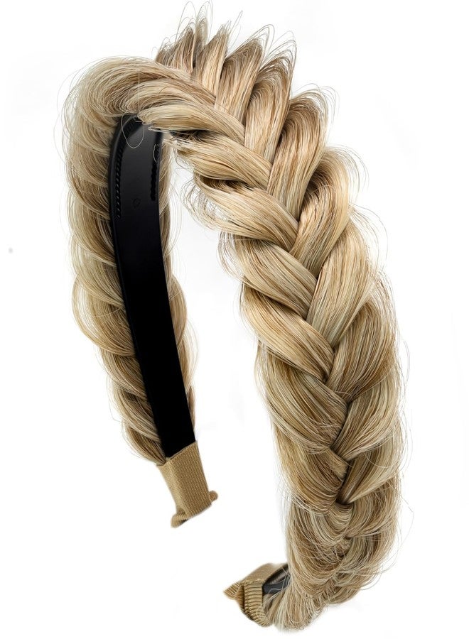 TOECWEGR Braided Headband WithTooth Wide Braid Messy Hair Hoop WomenFashion Hair Accessories (Light Golden Brown Mixed Bleach Blonde) - Image 1
