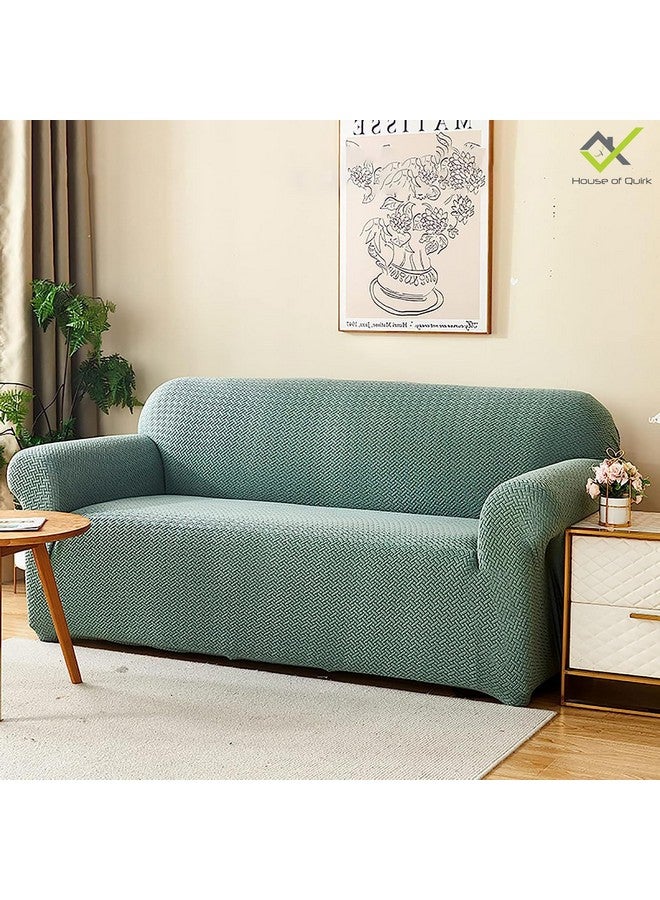 هاوس أوف كويرك غطاء أريكة من القماش المرن القابل للتمدد من House of Quirk Universal Triple Seater Polar Fleece 220 GSM (أخضر فاتح، ثلاثي المقاعد) - Image 2