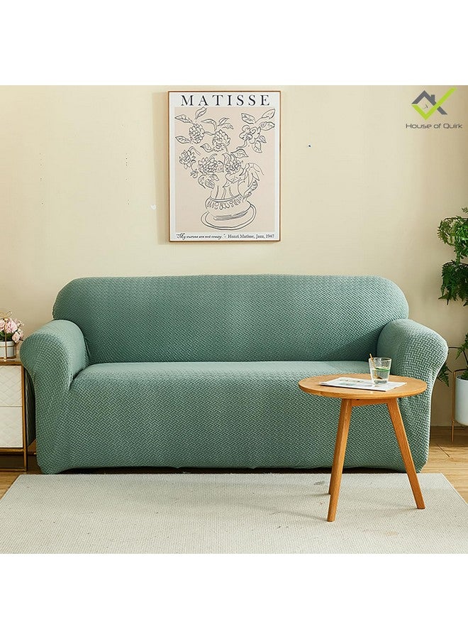 هاوس أوف كويرك غطاء أريكة من القماش المرن القابل للتمدد من House of Quirk Universal Triple Seater Polar Fleece 220 GSM (أخضر فاتح، ثلاثي المقاعد) - Image 1