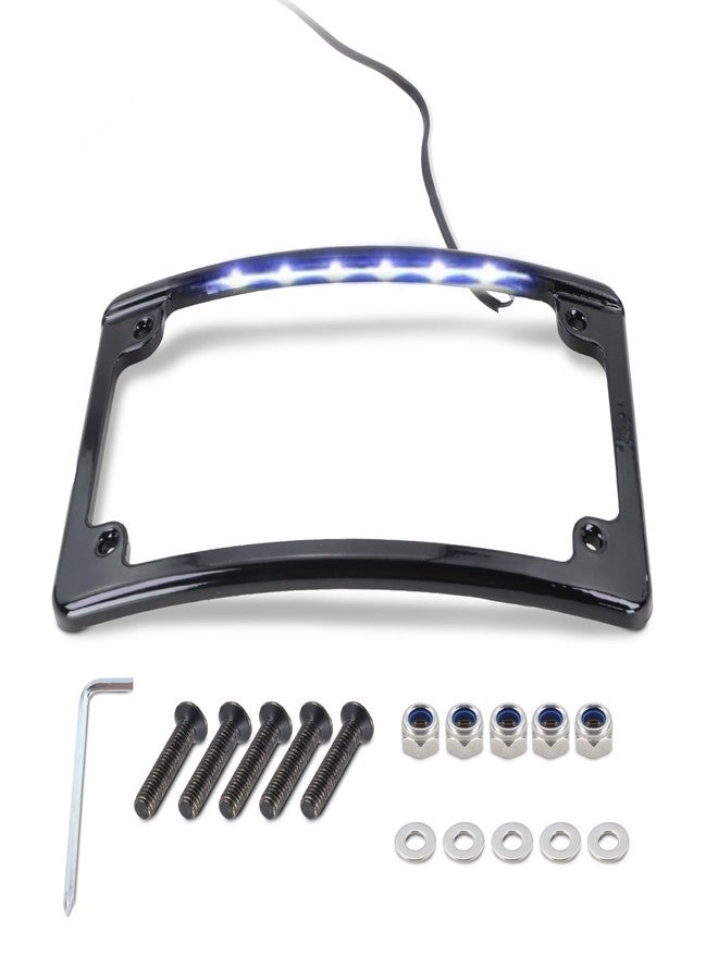 SoCiMa Curved LED License Plate Frame with Light Compatible with Harley Davidson 4" x 7" License Plate (Black) - Image 1