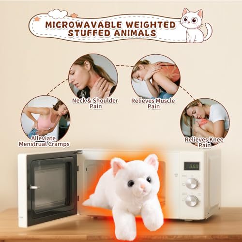 SNOWOLF Weighted Stuffed Animals Cat Plushies White Cat Cat Plush Toy with Himalayan Salt for Warmth Comfort Cute Soft Kitty Doll Gift for Boys Girls Women 15 LBs - Image 5