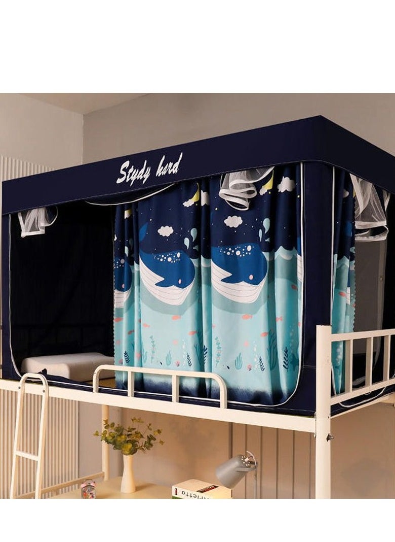 MOMOSO Bed Canopy Tents Curtain Blackout Curtain Single Bed Tent Curtain Student Shading Cloth Bed Canopy Mosquito Net Student Sleep Privacy Protection Bed Canopy Tent Curtain Shading Drapes For Dorm Home College  - Image 3