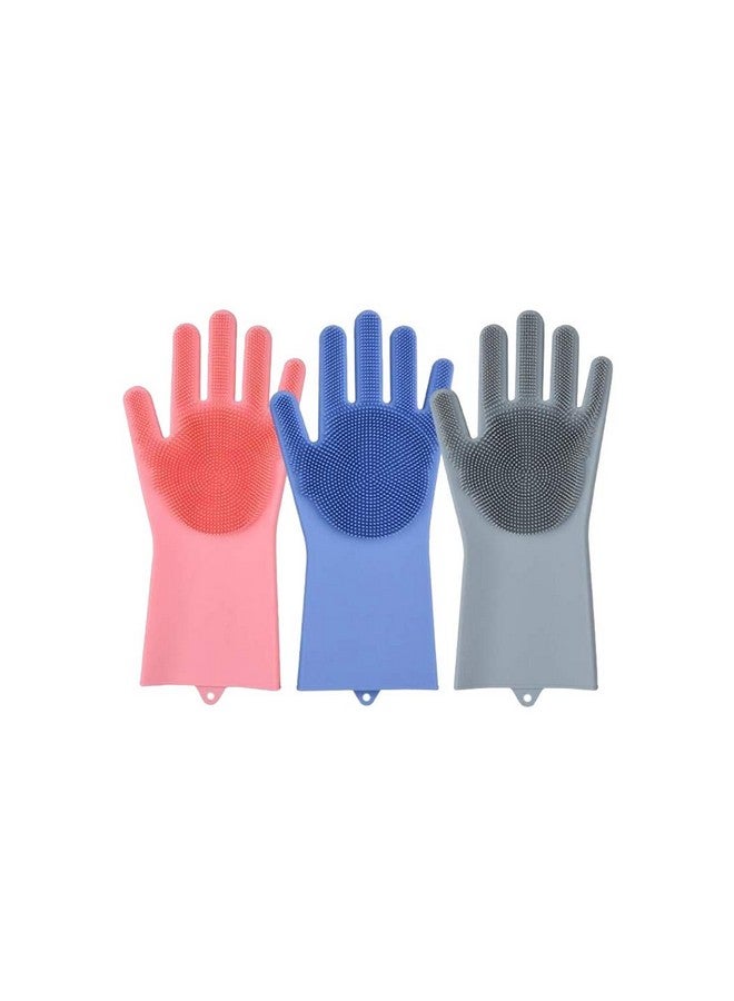 Tetrix TETRIX Silicone Scrubbing Gloves Scrub Cleaning Gloves with Scrubber for Dishwashing and Pet Grooming Latex Multi Color 1 Pair - Image 1