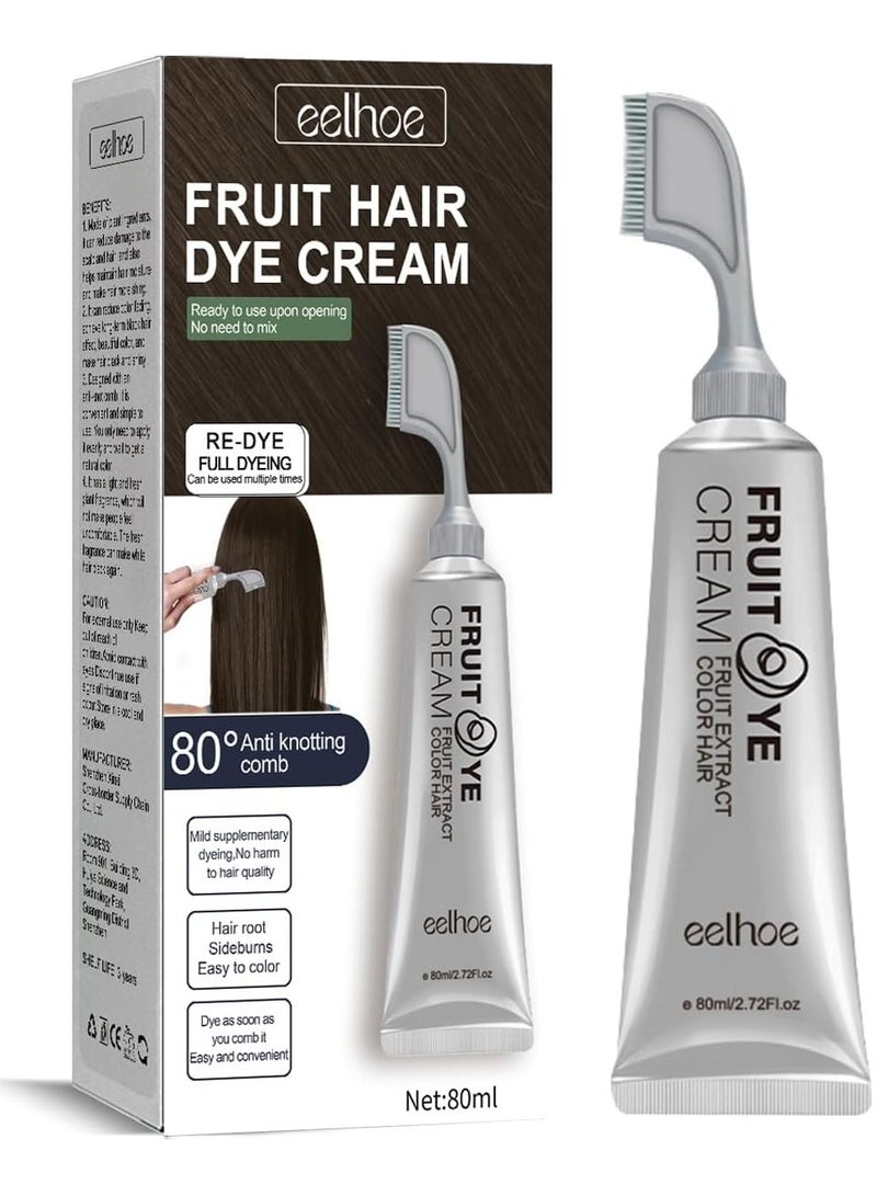EELHOE Natural Black Fruit Dyeing Cream Black Fruit Dyeing Cream with Comb Ready To Use After Taking It Apart Plant Extract Hair Dye Natural Formula for Long-lasting Color Black - Image 1