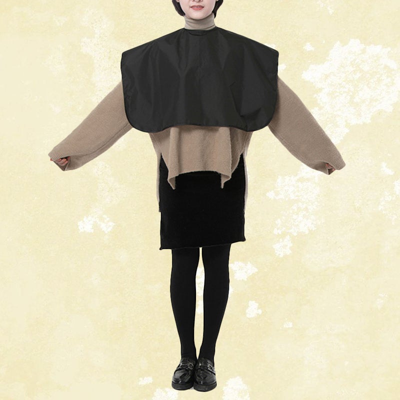 Waterproof Salon Oil Hairdressing Cappa Hair Dyeing Cutclothes Hair Makeup Cape Ironing Hair Shawl for Woman (Black) - Image 2