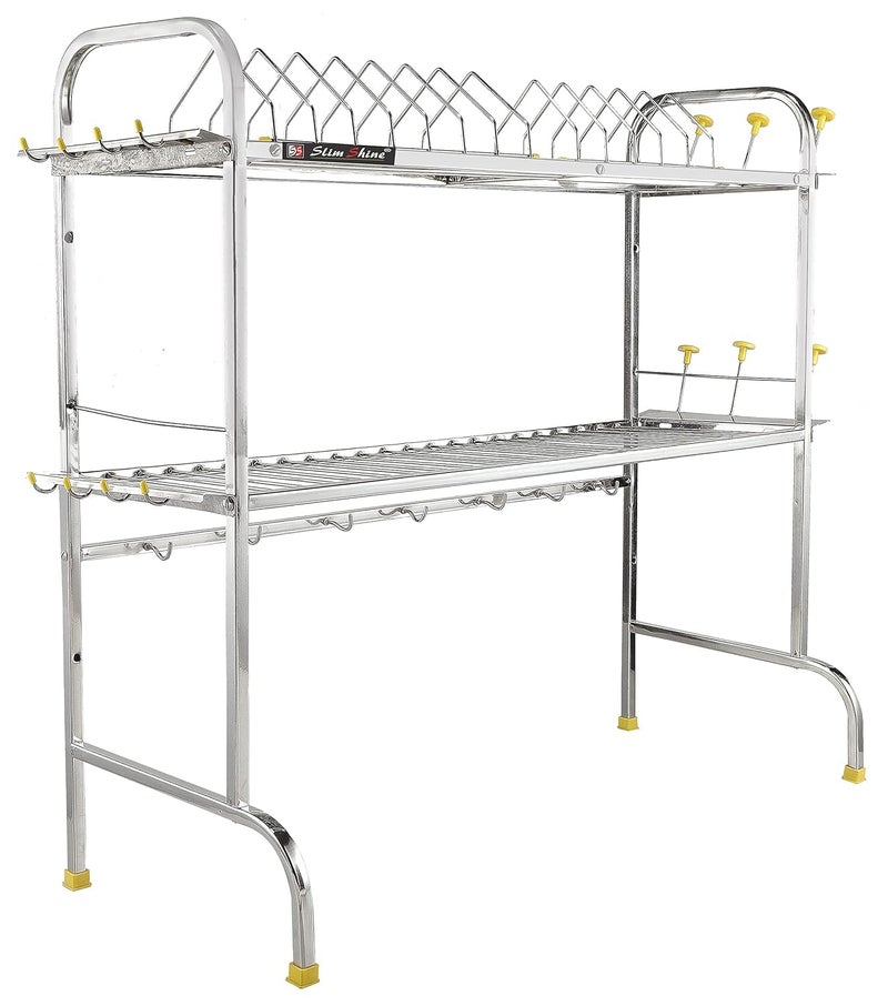 Slim Shine SLIMSHINE Stainless Steel Over The Sink Dish Drying Rack | 2-Tier Utensil Holder for Kitchen | Counter Top Sink Standing Shelf for Organize Kitchen (29 X 29) INCH - Image 5