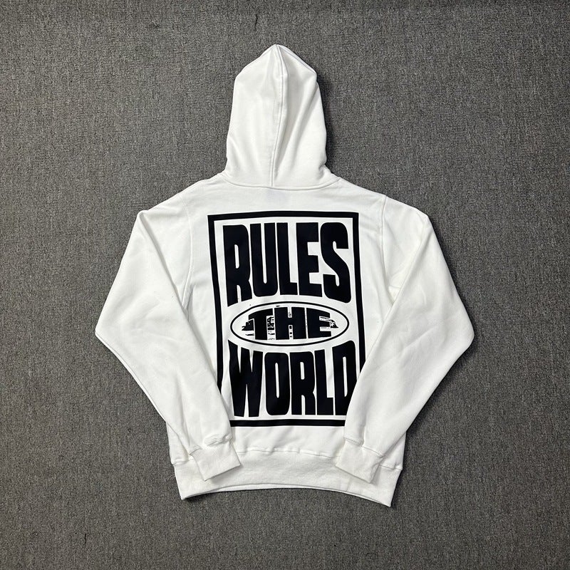 Trendy Retro Letter Print Set For Men And Women, Loose Hooded Sweatshirt And Casual Sweatpants, Trendy - Image 4