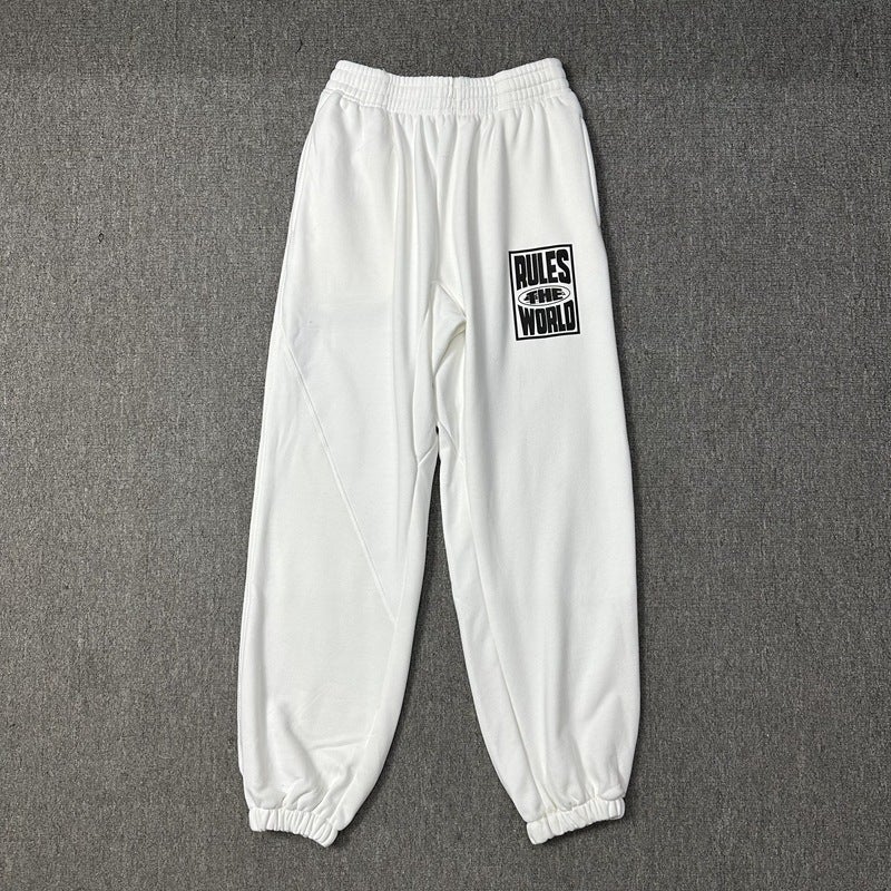 Trendy Retro Letter Print Set For Men And Women, Loose Hooded Sweatshirt And Casual Sweatpants, Trendy - Image 1