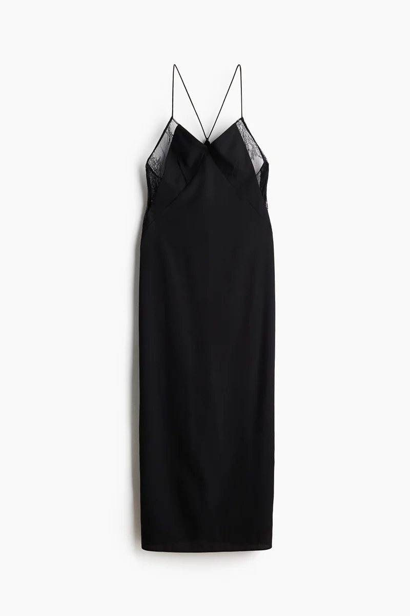 Lace-inset strappy dress