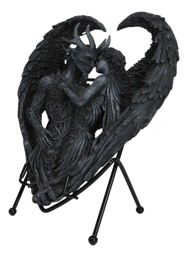 Ebros Gift Solemn Vow Innocence Demon Satan Pit Lord Embracing Lilith Dark Angel Heart Shaped Desktop Plaque Decor Sculpture with Stand 9" High - Image 2