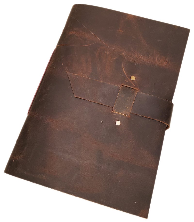 Rustic Ridge Leather Large Vintage Leather Photo Album with Buckle Closure - Scrapbook Style Pages, Gift Box Included - Holds 200 4x6 or 5x7 Photos - Image 3