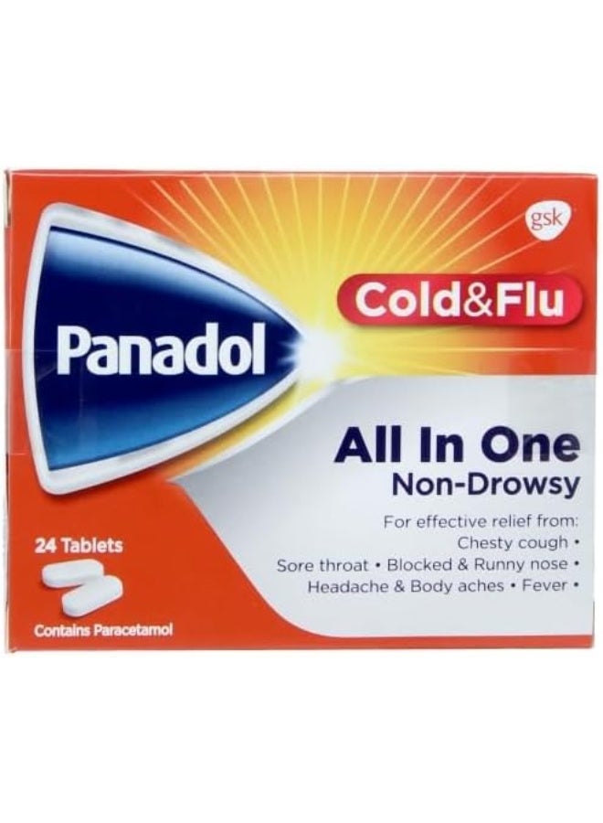Panadol All-in-One Cold and Flu 24-Tablets