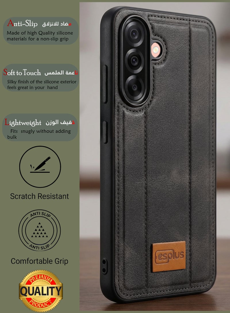 Samsung Galaxy A26 5g Premium Silicone Leather Finish Back Case  | High Quality Silicone Case Cover Designed for Samsung Galaxy A26 5g  | Ultimate Impact Protection ,Shockproof, Anti-Fingerprint , Comfortable feel and Durable back protection Case for Samsung Galaxy A26 5g  - Black - Image 2
