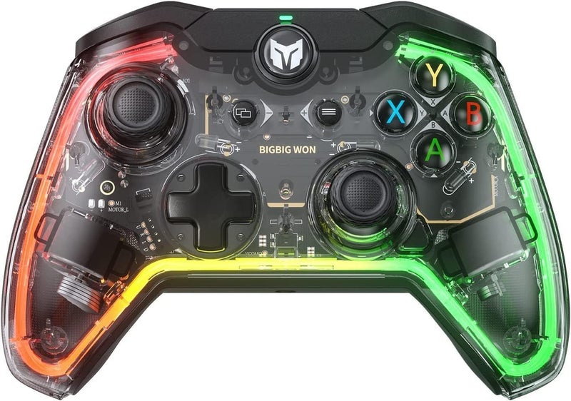 BIGBIG WON Wired Controller, Rainbow PC Controller RGB Indicator, Custom Back Buttons, 6-Axis Gyro, Dual Motor, Linear Trigger Wired Game Controller for Switch/Windows10 & for PS5/PS4 via R90 Adapter - Image 1