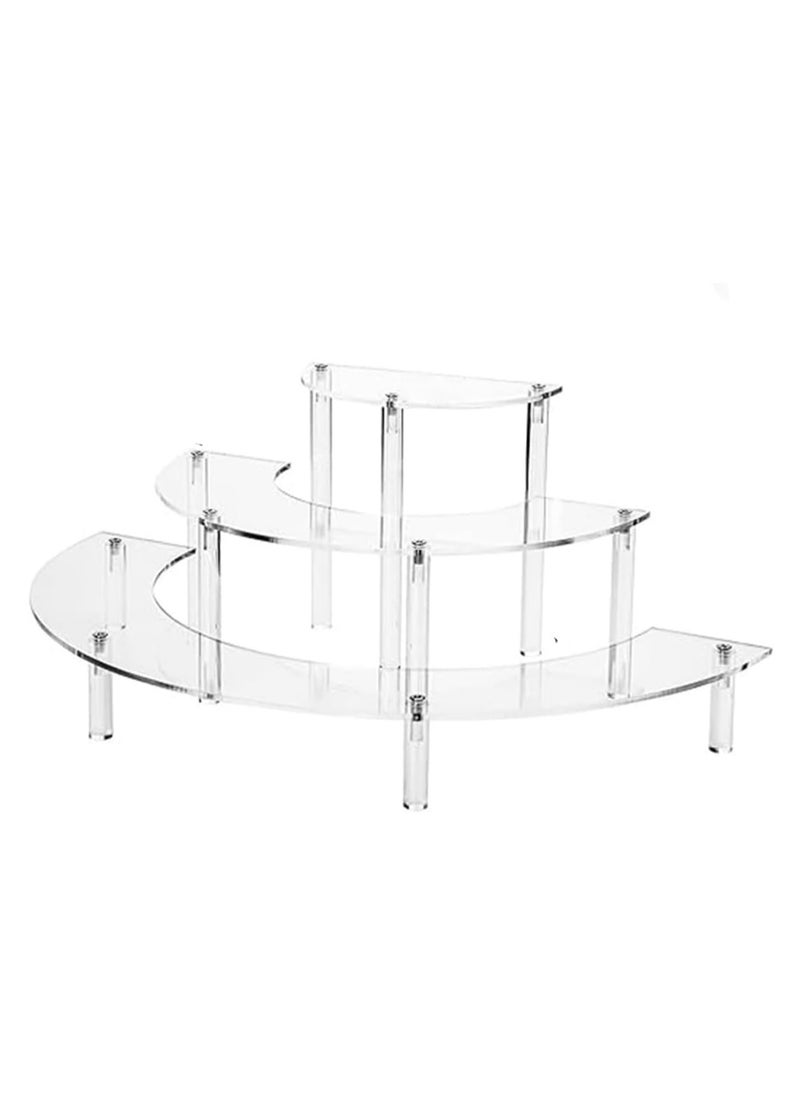 Arabest - Acrylic Risers Display Stand, 3 Tier Clear Acrylic Cupcake Stand for Pop Figure, Half Moon Dessert Stand for Display Collections (1 Pack) - Image 1