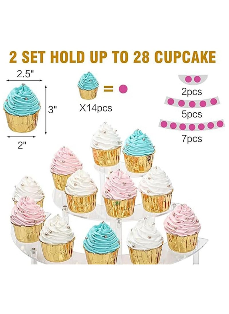 Arabest - Acrylic Risers Display Stand, 3 Tier Clear Acrylic Cupcake Stand for Pop Figure, Half Moon Dessert Stand for Display Collections (1 Pack) - Image 1