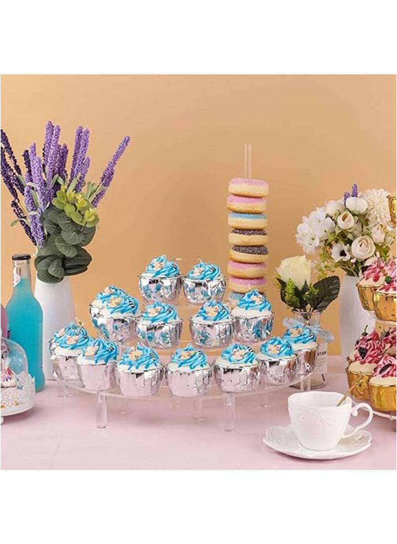Arabest - Acrylic Risers Display Stand, 3 Tier Clear Acrylic Cupcake Stand for Pop Figure, Half Moon Dessert Stand for Display Collections (1 Pack) - Image 1