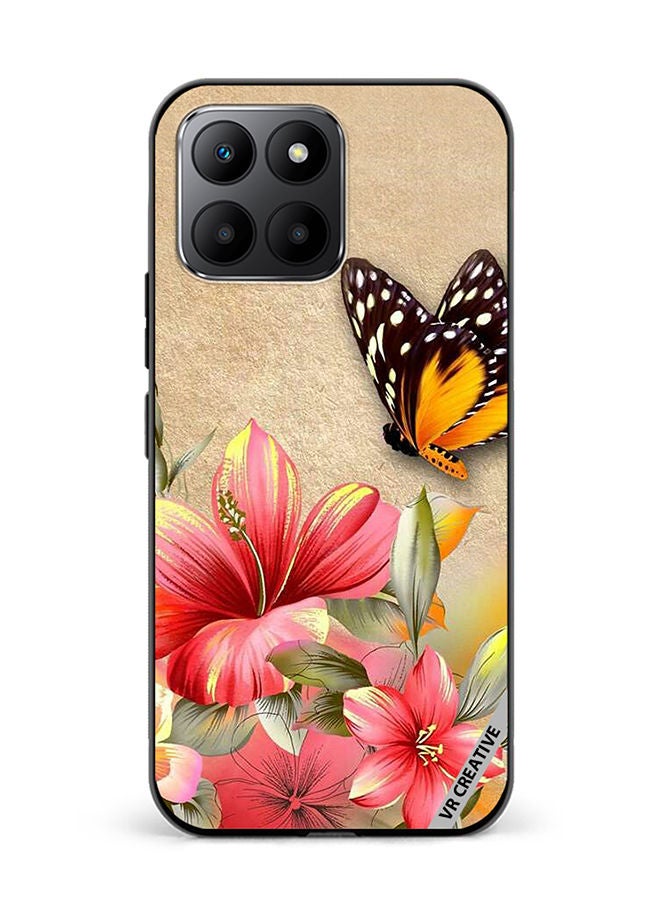 VR CREATIVE Protective Case Cover For Honor 70 Lite Brown Butterfly On Flower Design Multicolour - Image 1