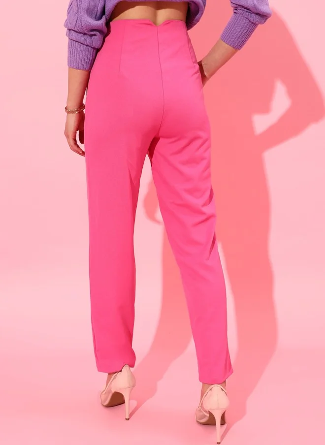 STREET 9  Beautiful Pink Solid Trousers for Women for Women | Best Price UAE