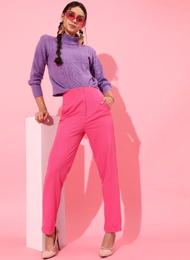 STREET 9  Beautiful Pink Solid Trousers for Women for Women | Best Price UAE