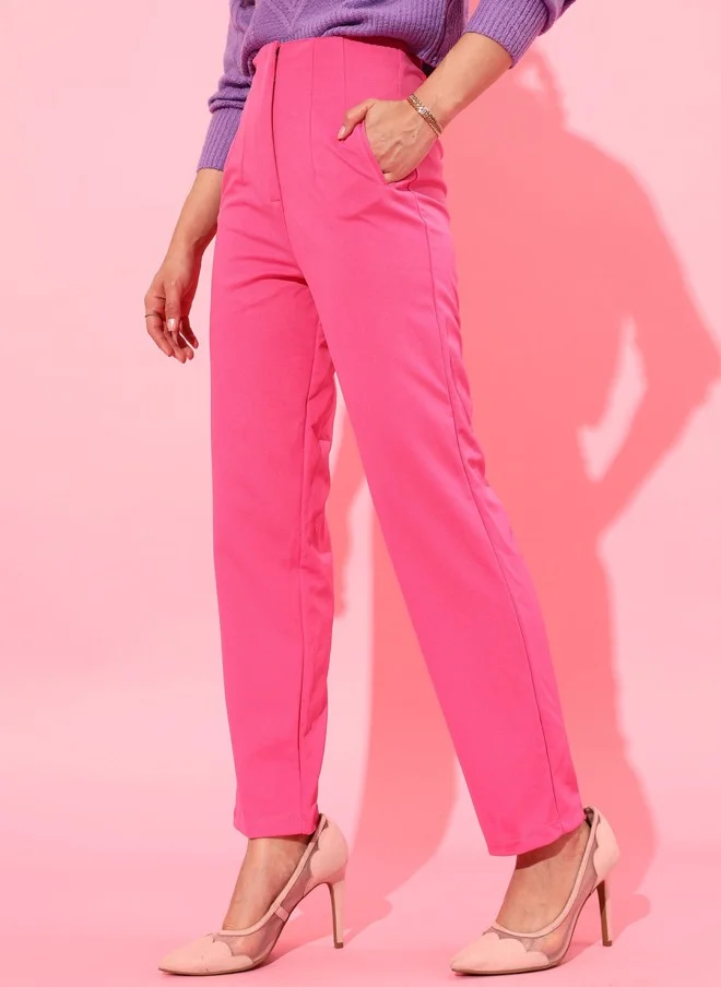 STREET 9 بنطلون وردي صلب للنساء