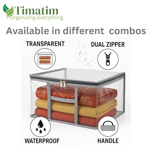 Timatim Transparent Plastic Clothes Cover Organiser for Wardrobe PVC Storage Bag for Saree, Shirts, Clothes, Lehenga Blankets Bedsheets Garment Protector Cover (Pack 2 pcs., Large (45x33x25 cms)) - Image 5