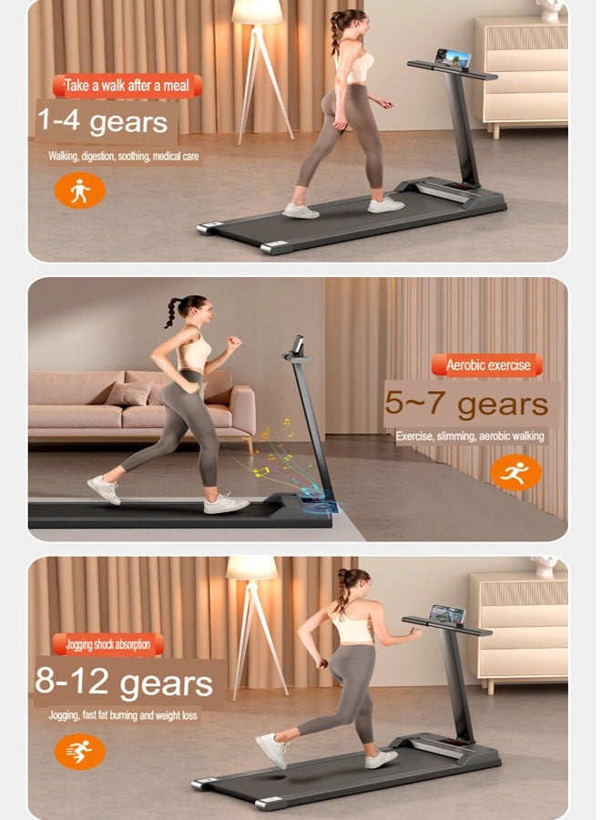 KLNAMAEAAN Ultra-Quiet Folding Electric Treadmill with Flat Plate and Armrests for Home Gym - Image 3