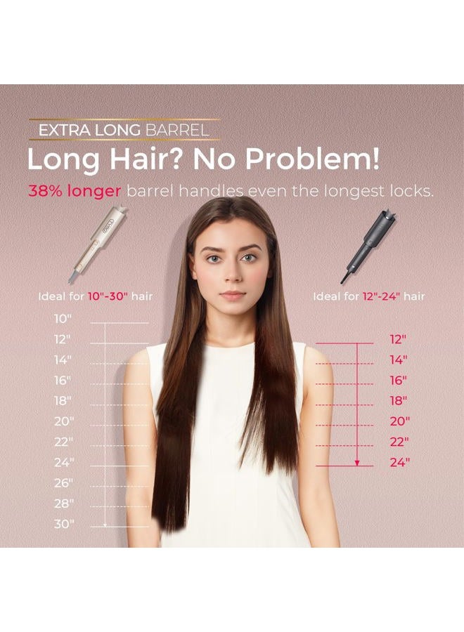 TYMO Upgraded Automatic Rotating Curling Iron - TYMO CurlPro Plus Long Barrel Curling Wand for Long Hair, Ceramic Hair Curler for Women, Anti-Scald, Tangle-Free, 600M Ionic, Dual Voltage, Gold, 1 Inch - Image 3