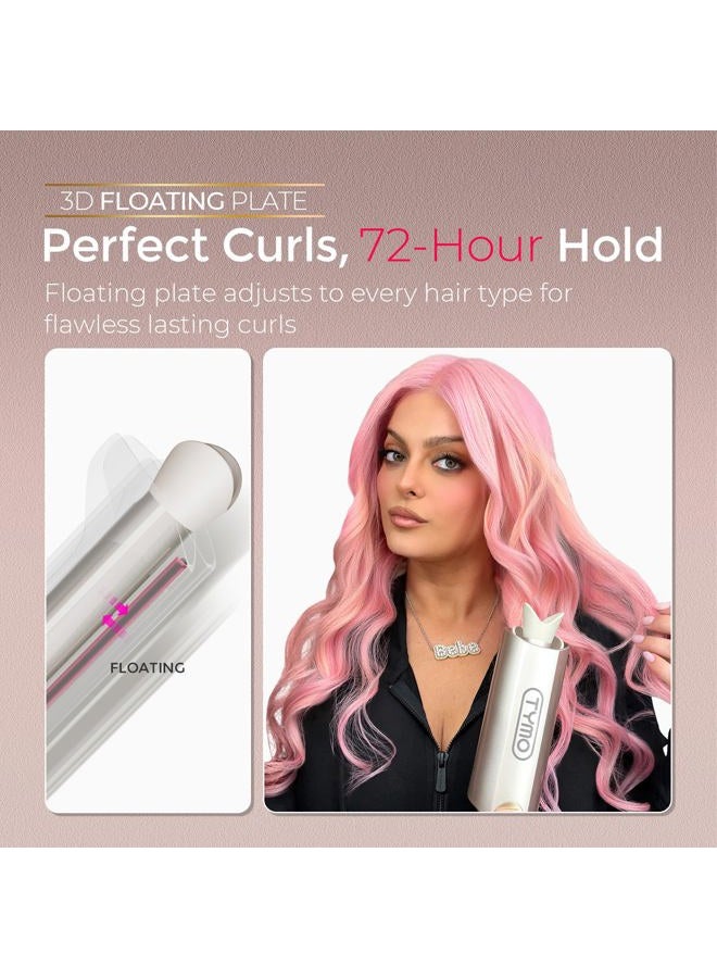 TYMO Upgraded Automatic Rotating Curling Iron - TYMO CurlPro Plus Long Barrel Curling Wand for Long Hair, Ceramic Hair Curler for Women, Anti-Scald, Tangle-Free, 600M Ionic, Dual Voltage, Gold, 1 Inch - Image 5