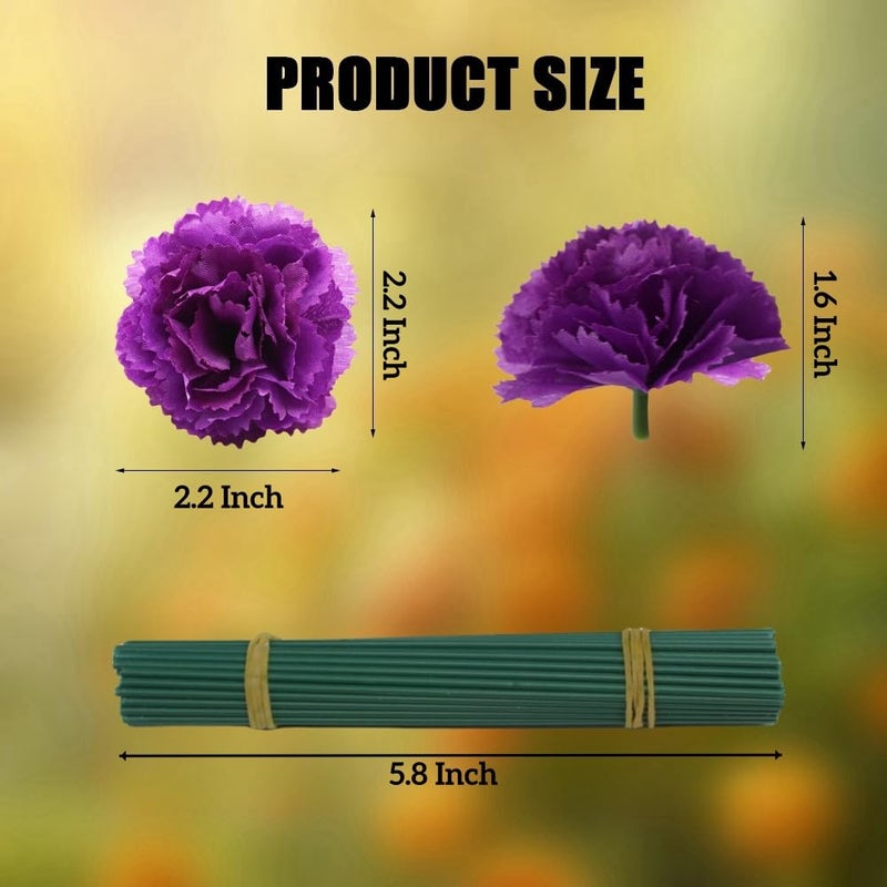 YGbridge Artificial Marigold Flowers with Stems, 60 Pcs Purple Flowers Silk Flower Marigolds for Day of The Dead Decoration, Diwali Decor, Ofrenda Decor, Marigold Garland Decor (60, Purple) - Image 2