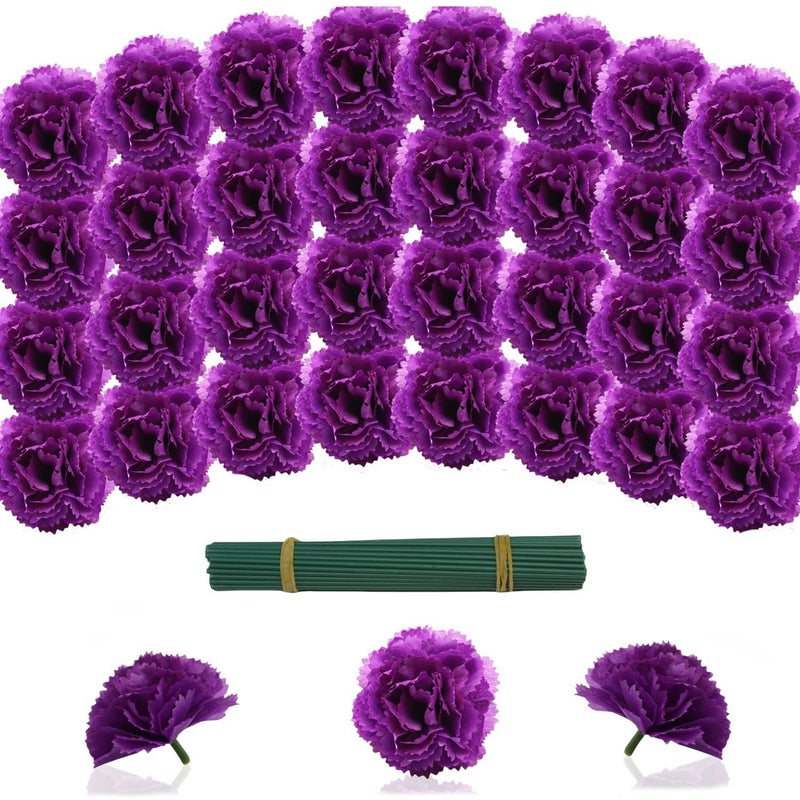 YGbridge Artificial Marigold Flowers with Stems, 60 Pcs Purple Flowers Silk Flower Marigolds for Day of The Dead Decoration, Diwali Decor, Ofrenda Decor, Marigold Garland Decor (60, Purple) - Image 1