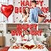 Charnoel Red Happy Birthday Balloons Decorations Happy Birthday Letter Balloons Banner Set with 24pcs Round Flameless LED Candles and 2000pcs Artificial Rose Petals for Women Men Room Party Decor - Image 4