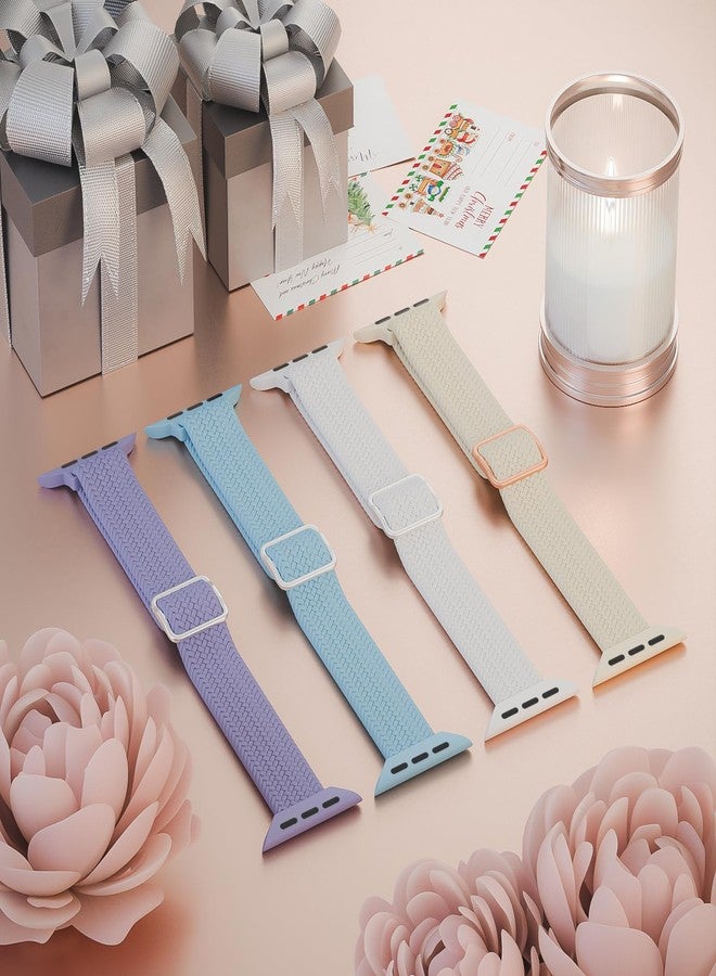 4 قطع من حزام ساعة Apple Watch 38 مم 42 مم 40 مم 44 مم 41 مم 45 مم 46 مم 49 مم للنساء والرجال، حزام رفيع من النايلون بحلقة فردية لسلسلة iWatch 11 10 9 8 7 SE 6 5 4 3 Ultra - Image 2