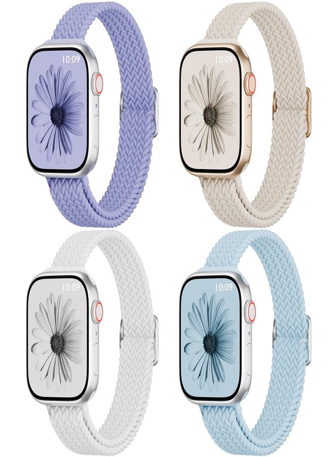 4 قطع من حزام ساعة Apple Watch 38 مم 42 مم 40 مم 44 مم 41 مم 45 مم 46 مم 49 مم للنساء والرجال، حزام رفيع من النايلون بحلقة فردية لسلسلة iWatch 11 10 9 8 7 SE 6 5 4 3 Ultra - Image 1