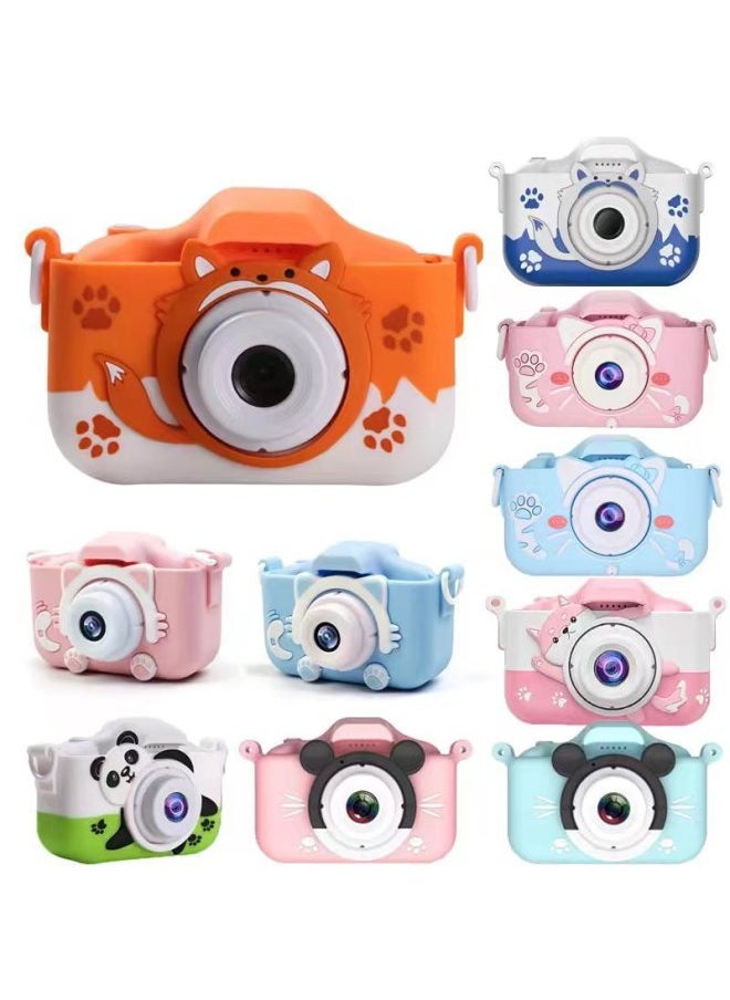 Children's Digital Small SLR Camera Front And Back HD Double-camera Cartoon Mini Camera-Color:X6S Pink Mouse  - Image 1