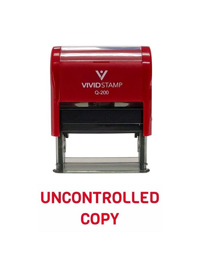 Vivid Stamp Uncontrolled Copy Self Inking Rubber Stamp (Red Ink) Medium - Image 3