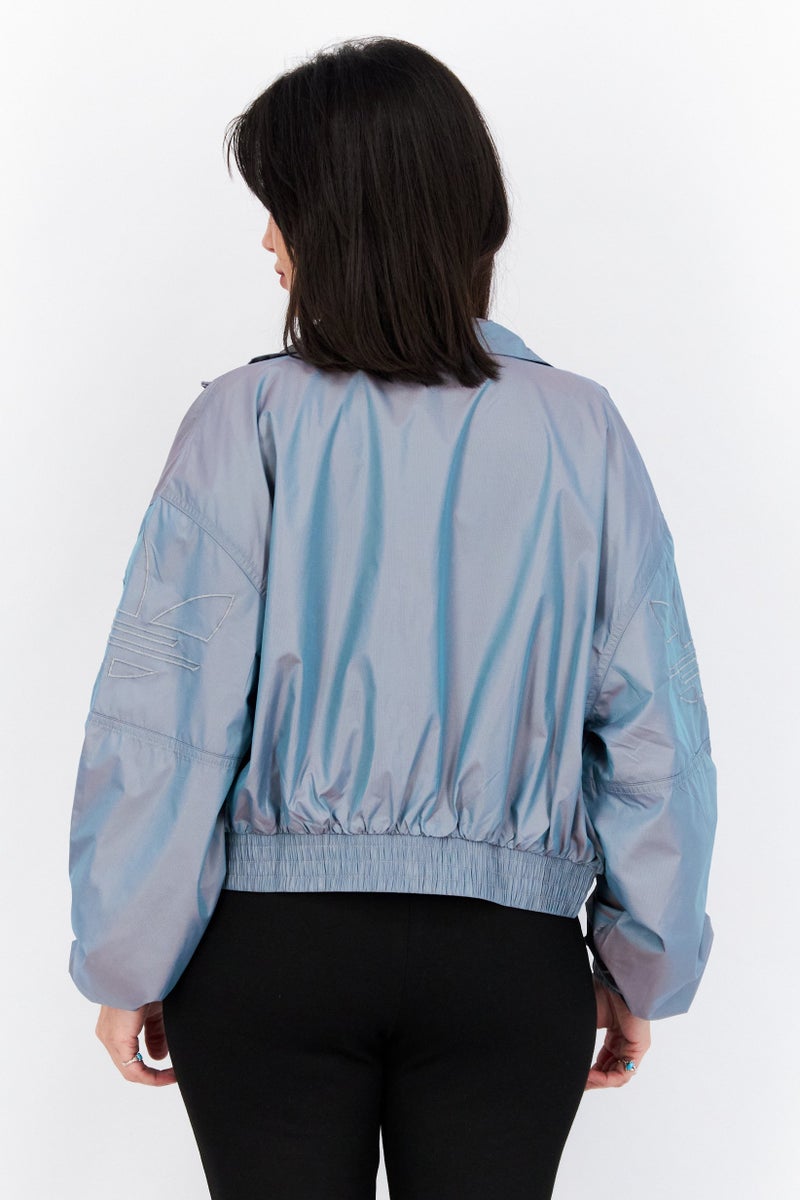 adidas Originals Women Sportswear Fit Training Brand Logo Track Jacket, Iridescent Grey - Image 4