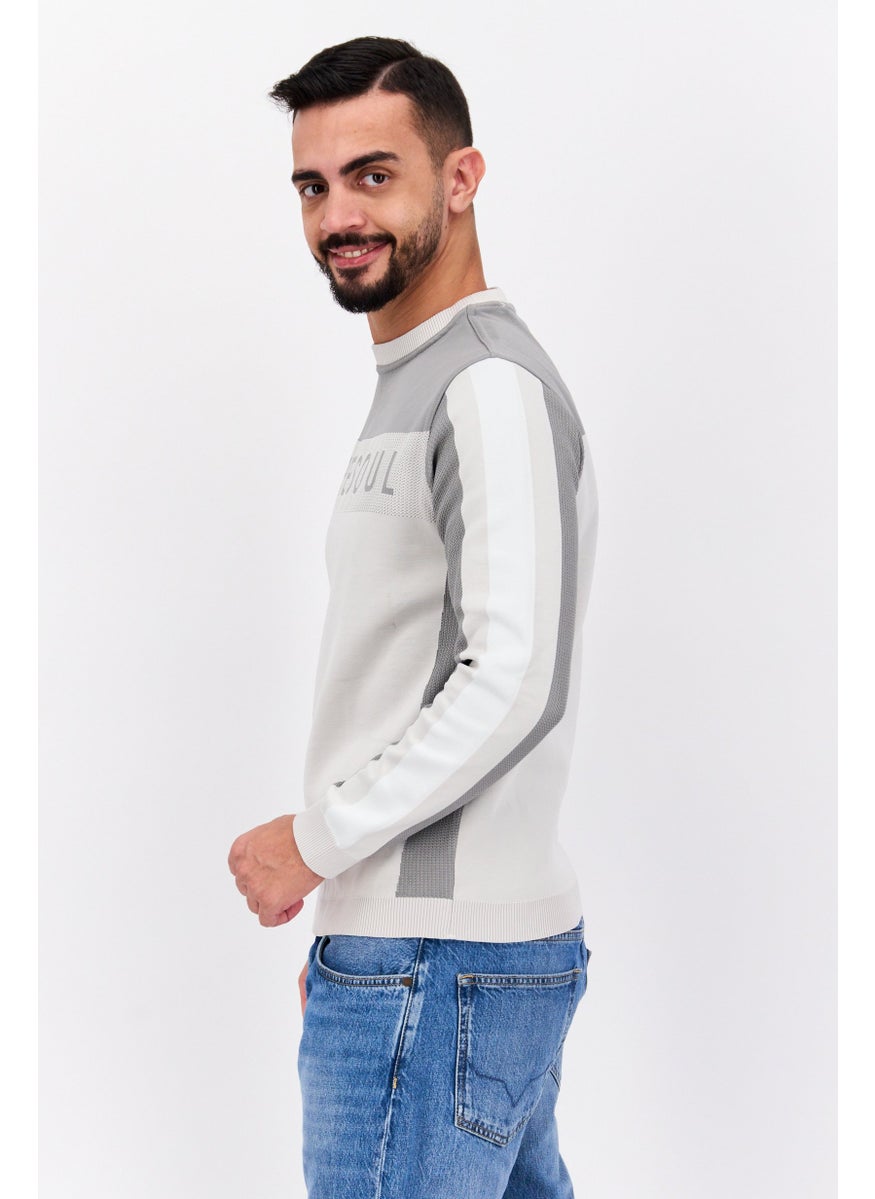 Free Soul Men Crew Neck Long Sleeve Brand Logo Sweatshirt, Grey  - Image 2