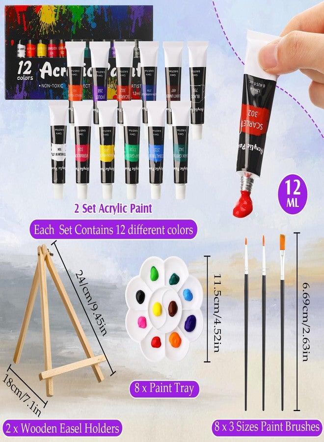 Cholemy 36 Pcs Paint and Sip Kit for Adults 8''x10'' Pre Drawn Canvas for Painting DIY Afro Acrylic Painting Kit Wood Easel Brushes Date Night Bulk for Christmas Party Gifts(Sunset) - Image 3