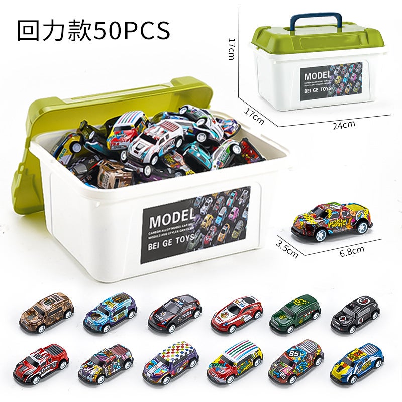 Mini Alloy Iron Car Pull-Back Car Container Set Children'S Boy Sliding Toy Racing Model - Image 1
