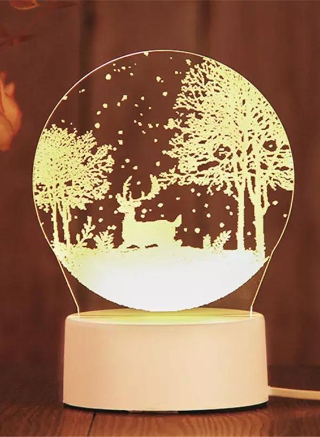 Fatio Deer & Trees 3D LED Acrylic Night Light | USB & Battery Powered Bedroom Table Lamp | 20 x 20 x 11 cm - Image 1