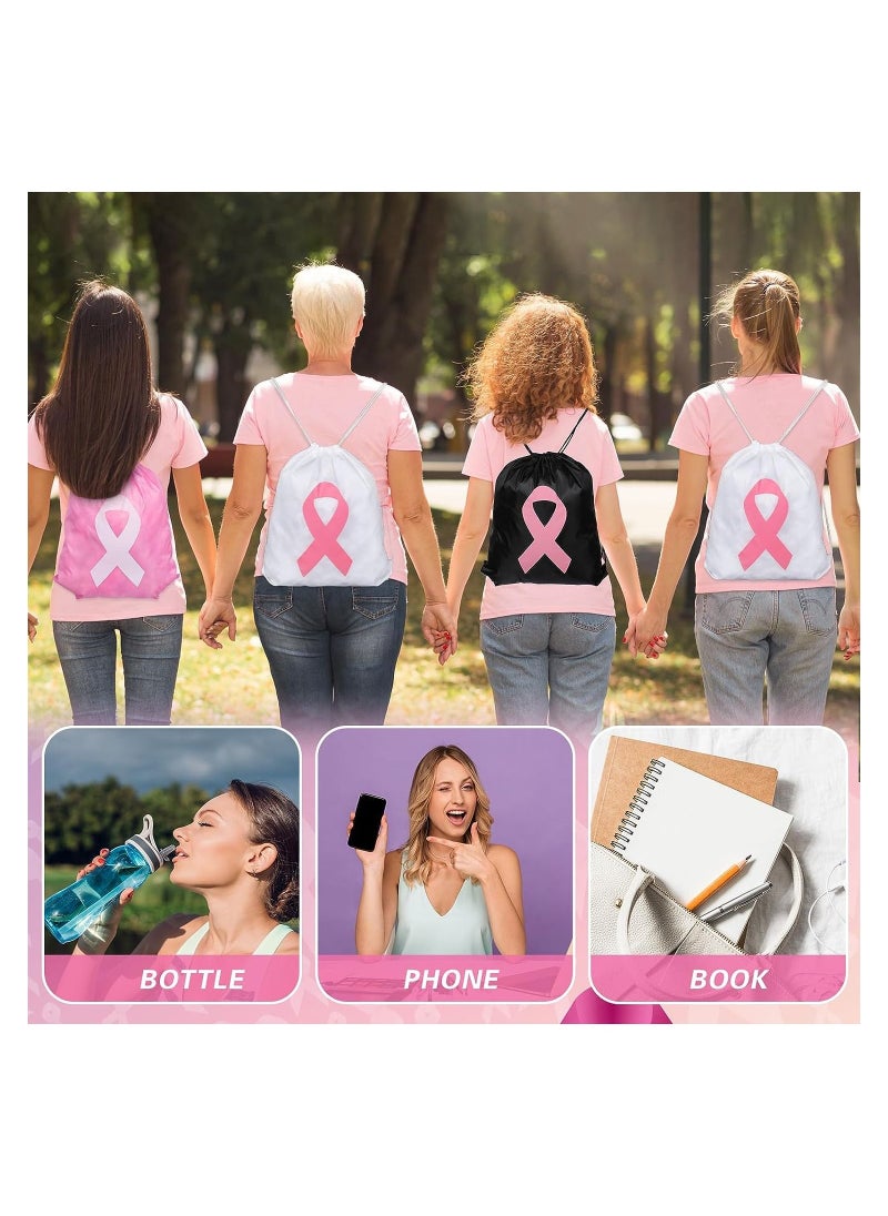 PRINTSHOP4ME PinkCancer Awareness Drawstring Bag-Drawstring Backpack Draw String Storage Bags For Yoga Swimming Gym Sport Party Gift Supplies  - Image 5