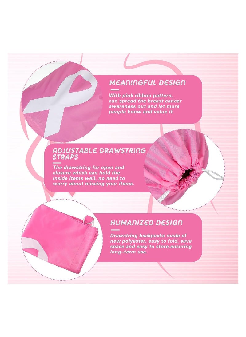 PRINTSHOP4ME PinkCancer Awareness Drawstring Bag-Drawstring Backpack Draw String Storage Bags For Yoga Swimming Gym Sport Party Gift Supplies  - Image 3