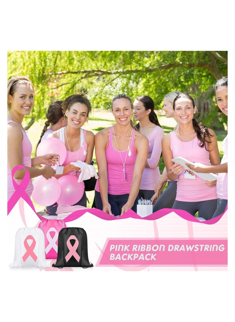 PRINTSHOP4ME PinkCancer Awareness Drawstring Bag-Drawstring Backpack Draw String Storage Bags For Yoga Swimming Gym Sport Party Gift Supplies  - Image 4